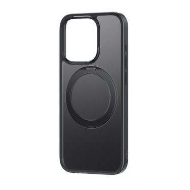 iPhone 15 360° Rotatable Stand Case Cover - MagSafe Compatible, Impact & Shatter Resistance, Anti-Slip, Stain-Proof, Soft & Durable - Frosted Black